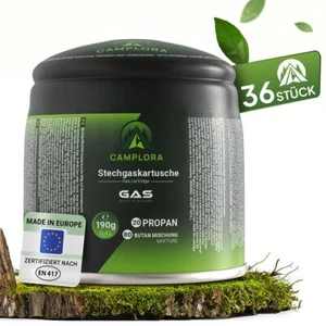 (8,90 EUR/kg) 36 x 190 g butano cartuccia pungidito cartuccia gas bruciatore per saldatura cuoco da campeggio - Foto 1 di 8