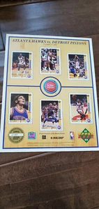 1991-92 UPPER DECK COMMEMORATIVE SHEET PISTONS THOMAS RODMAN LAIMBEER DUMARS SGA - Picture 1 of 1