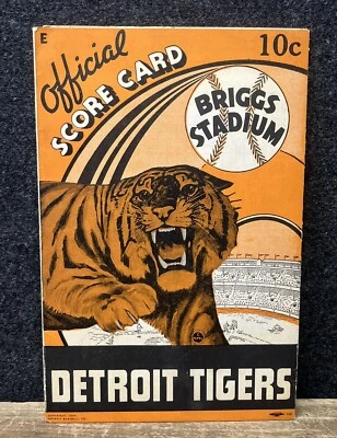 Antigo 1939 Detroit Tigers vs Yankees Programa Oficial de Cartões de Pontuação Gehrig DiMaggio - Imagem 1 de 4