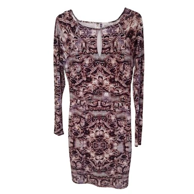 Vestido Jennifer Lopez JLO Talla M Mediano Púrpura Piel de Serpiente Manga Larga  Foto 1 de 4