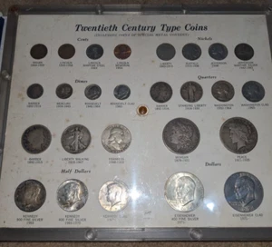 Coin Collection :U.S. 20th CENTURY TYPE 26 COIN SET MORGAN ,PEACE & More, Framed - Picture 1 of 12