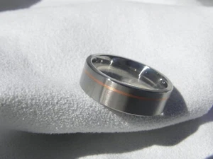Copper and Titanium, 6mm Wide Ring, Men's Modern Wedding Band - Picture 1 of 5