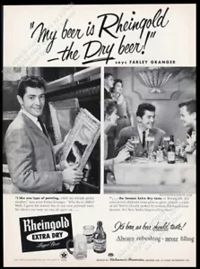 Farley Granger 1955 foto cerveza Rheingold anuncio impreso vintage - Imagen 1 de 7