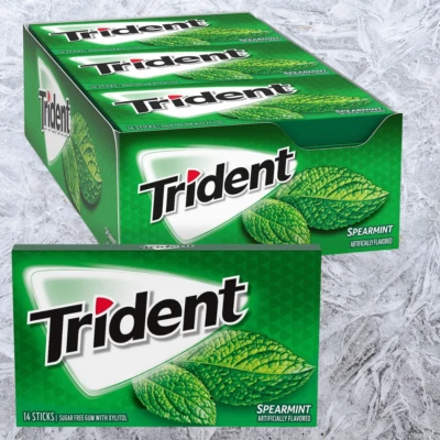 Goma Trident menta verde sin azúcar, 12 paquetes de 14 piezas (168 piezas en total) Foto 1 de 4