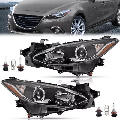 Conjunto de farol LH RH compatível com Mazda 3 2014 2015 2016 motorista e passageiro lateral - Imagem 1 de 4