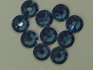 34ss DENIM BLUE HOT FIX European Rhinestones 12pcs. - Picture 1 of 1