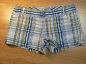 *MOSSIMO SUPPLY JRS 9 (34x3,5) PANTALONCINO A QUADRI BLU BIANCO ORO-ASCESA MEDIA-COTONE-EUC - Foto 1 di 6