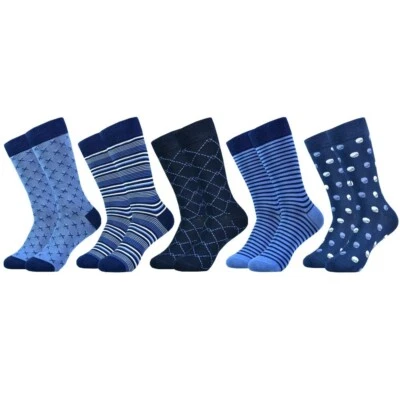 5 Pairs Lot Mens Soft Bamboo Socks Dress Crew Socks Calcetines De hombre 9-11 US - Image 1 of 4