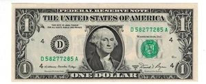 ** 1981 A $1 DOLLAR BILL D5827 FR.1912-D PALINDROME. RADAR SERIAL #.** 🇺🇸 - Picture 1 of 2