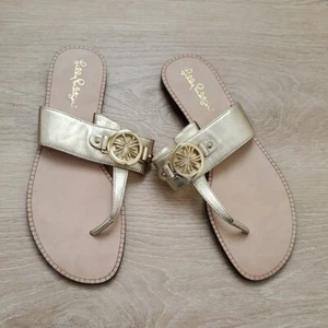 NWOT Lilly Pulitzer Metallic Gold Sandals Sz9 - Picture 1 of 6