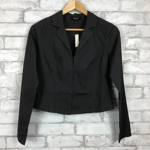 MADEWELL NWT Women's Poplin Shrunken Hook-Front Black Coal Shirt sz 4 NM436 - Picture 1 of 7