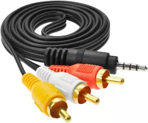 3.5Mm Male Audio Stereo Jack to 3 RCA Female AV Camcorder Adapter Connector Exte - Picture 1 of 6