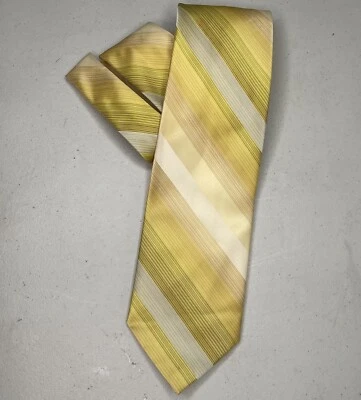 Welmon by Wembley Yellow Striped Neck Tie For Brown Olive & Black Suits - Image 1 of 4