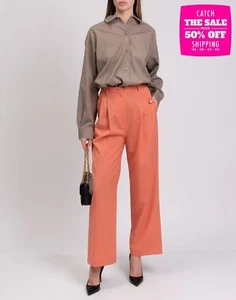 RRP€615 FABIANA FILIPPI Pantaloni in lana merino IT40 US-XS UK8 S con cintura plissettata - Foto 1 di 8