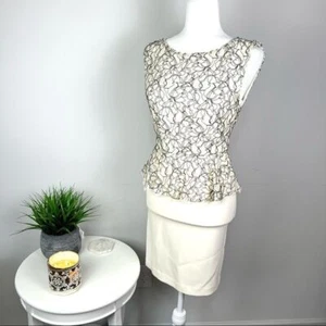 Alice + Olivia mini dress womens cream lace overlay peplum size 2 work casual - Picture 1 of 12