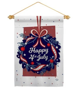 Happy 4th of July Garden Flag Set Dowel Patriotic Fourth Independence Day Fir... - Picture 1 of 12