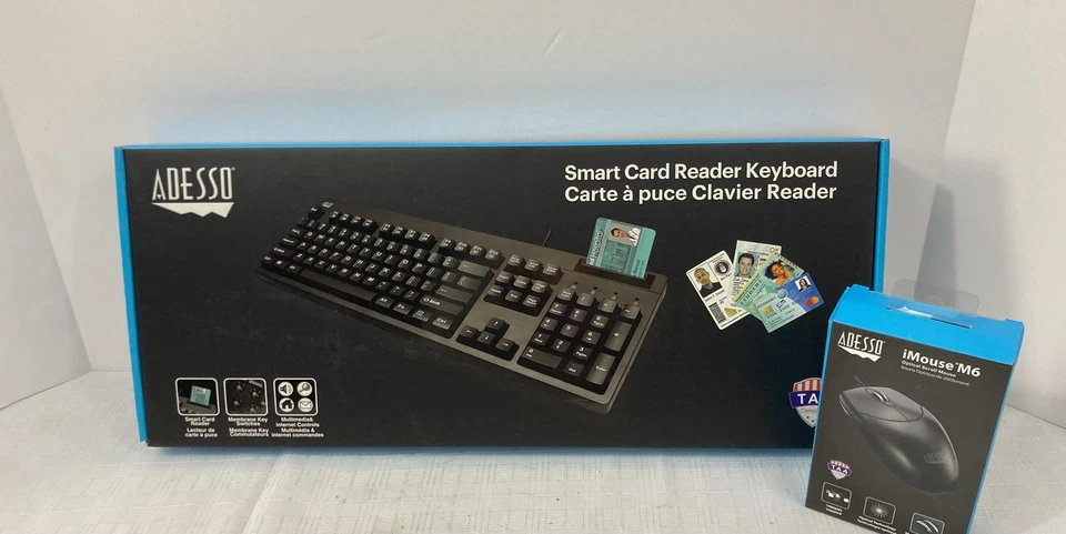 Adesso Card Reader Keyboard & Mouse Set (AKB-6305B, iMouse M6) - Black, Sealed - Image 1 of 4