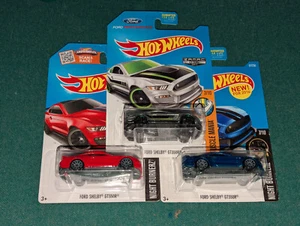 lot of 3 New for 2016 Hot Wheels FORD SHELBY GT350R RED BLUE + ZAMAC - Picture 1 of 3