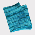 Handmade Blue Varigated Knit Crochet Small Blanket 26" x 26"