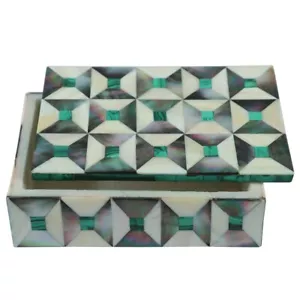 6" x 4" Marble Jewelry Ring Box Semi Precious Stones Random Art Work - Picture 1 of 6