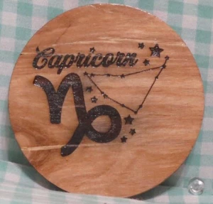 Hardwood Coaster Zodiac Image Capricorn One-of-a-Kind Laser Engraved - Picture 1 of 3