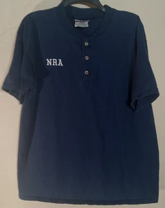 NRA National Rifle Association Vintage Tee T-shirt Size L Henley Button Up 1990s - Picture 1 of 4