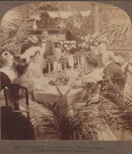 1901 Tarjeta estereográfica de cena de boda victoriana o antigua estereovista - Imagen 1 de 4