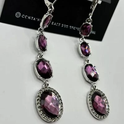 Pendientes colgantes graduados VERA WANG Rocker Chic plata púrpura/gris cristal**¡NUEVOS! Foto 1 de 4