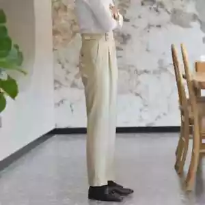 Trajes de hombre de sastrería social de negocios de pierna ancha pantalones drapeados fluidos para hombre - Imagen 1 de 10