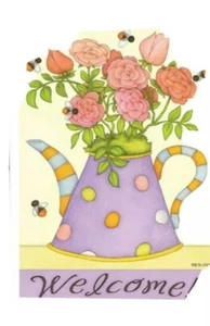 Polka Dot Case Flowers House Flag Briarwood Lane - Picture 1 of 1