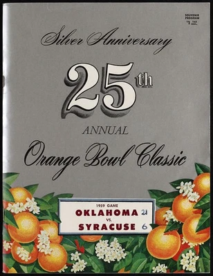 1959 Orange Bowl Program Oklahoma Sooners v Syracuse Football Prentice Gautt - Image 1 of 2