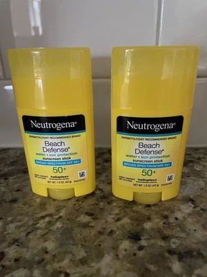 Neutrogena Beach Defense Barra de Protector Solar Resistente al Agua FPS 50 1.5 OZ Lote de 2 Foto 1 de 3