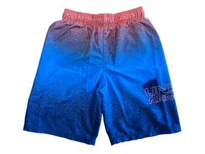Under Armour Boys Volley Swim Trunks Swimsuit Shorts Blue Orange Youth Medium - Picture 1 of 7