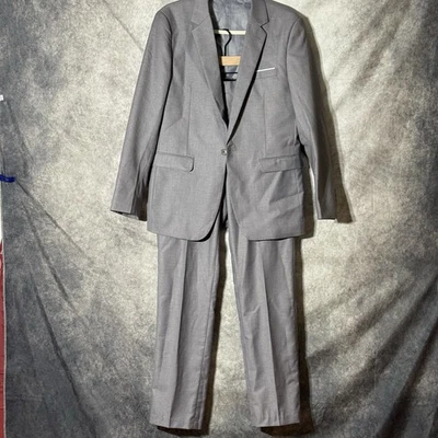 Kudmol Gray 2-Piece Suit Men XS Slim Fit Blazer & Pants 33x32 Modern Formal Set - Image 1 of 4