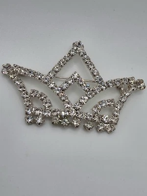 Vintage Estate Crown Brooch Pin  Rhinestones - Image 1 of 4