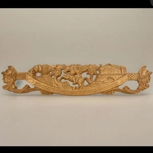 "San Jorge Matando al Dragón Tallado a Mano Madera Relieve Colgante de Pared De Colección 34""" - Imagen 1 de 15