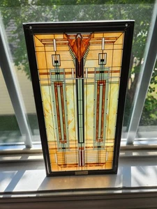 Frank Lloyd Wright Oak Park Skylight Stained Glass Panel Lead Frame Art Deco - Picture 1 of 7