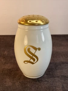Antique Bavarian Porcelain Salt Shaker Gold  5”Tall-Hand Painted. Early 1900’s - Picture 1 of 10