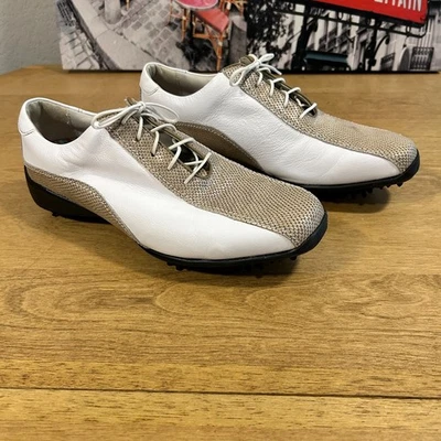 Zapatos de golf FootJoy para mujer colección LoPro en dos tonos blanco/piel de serpiente talla 9 Foto 1 de 4