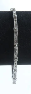 Vintage Markasiten Gliederarmband 7,5 Zoll 925 Sterling Silber Art Deco - Bild 1 von 9