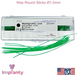 Wachs rund grün Dentalstäbchen Ø1,0 mm 25 g stabil Guss Zahnersatzprofile - Bild 1 von 5
