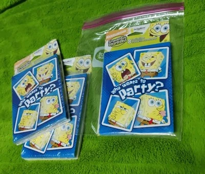 3 Packs SpongeBob SquarePants PARTY Invitations WHO WANTS... Retro 2004 New/Old  - Image 1 of 4