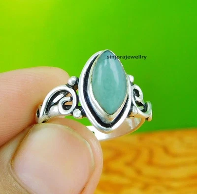 Anello regalo fatto a mano in argento sterling 925 con pietre preziose di... - Immagine 1 di 4