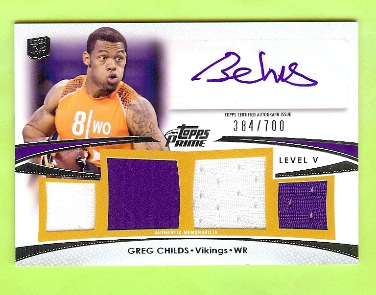 2012 TOPPS PRIME GREG CHILDS ROOKIE QUAD JERSEY AUTO AUTOGRAPH #/700 - Image 1 of 1