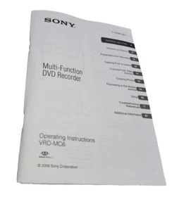 Sony VRD-MC6 Manual Only * Operating Instructions * VG * 88 Pages - Picture 1 of 3
