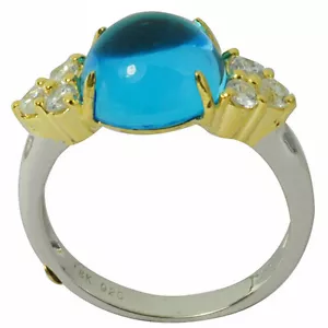 De Buman 6.66ctw Topaz & Zircon Solid 18KY & 925 Silver Ring Size 7 - Picture 1 of 4