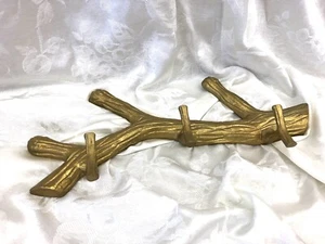 Large Gold Branch Wall Hook Cast Iron Key Towel Coat Rack Hanger 19”W - Picture 1 of 7