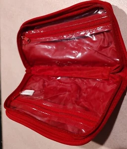 Red clutch Travel Bag 2 zipper inside pockets Organizer toiletries jewelry - Picture 1 of 11