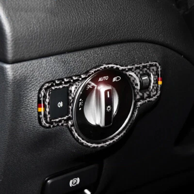 Luxury Carbon Fiber Car Front Headlight Switch Decoration For Benz A B 13-18 - Image 1 of 4