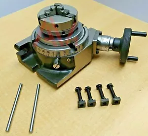 Rotary Table 4" 100mm Horizontal And Vertical With 65mm 3 Jaw Chuck & Backplate - Picture 1 of 10